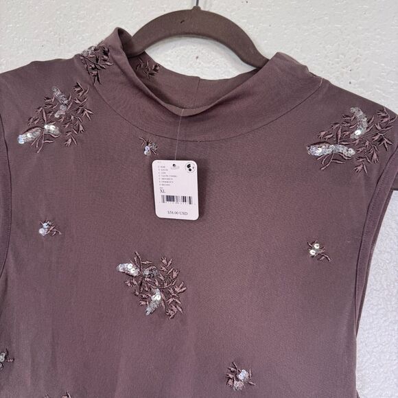 Free People Sugar Rush Muscle Tee Womens Extra Large Mesh Sequin Top Y2K NEW XL - Picture 4 of 9